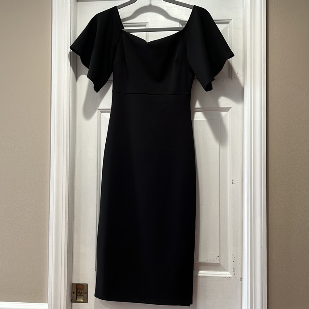 Soprano Black Body-con Midi Off Shoulder Dress XS